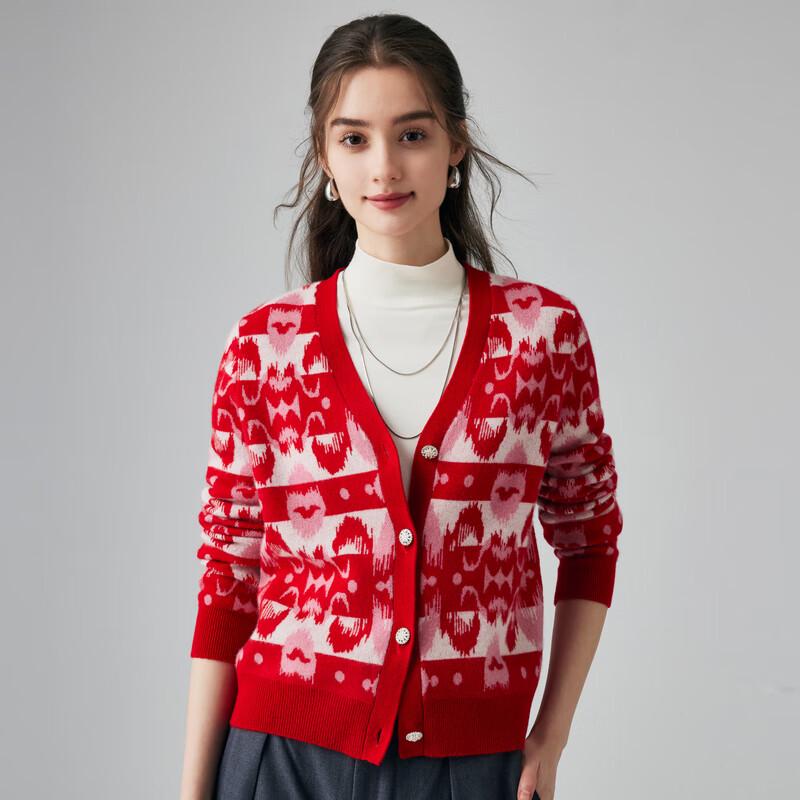 

Женский кашемировый кардиган PALUOPO с V-образным вырезом, жаккардовым узором в полоску L 165/105