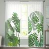 Luxury Tropical Plants Monstera Palm Leaves Curtains Living Room Printed Tulle Window Curtain Home Balcony Decor Drapes With Sheer Polyester Perfect