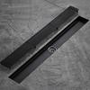 Matte Black Floor Drain 304 Stainless Steel Stripe Rectangle Bathroom Shower Long Linear Drainage Side Floor Drains for Hotel
