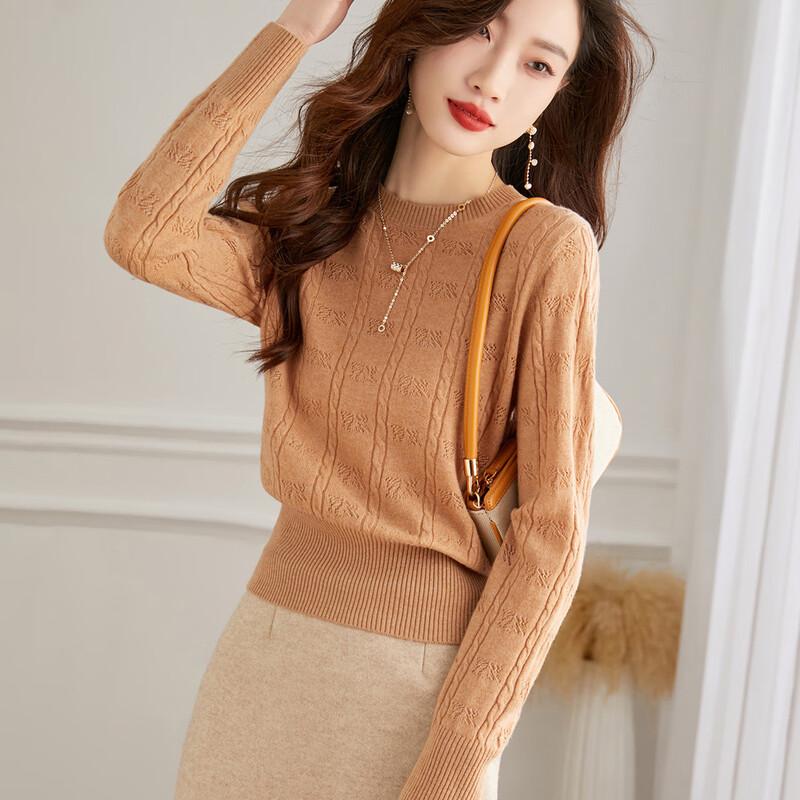 

Srcr Petite Women s 100% Wool High-Waisted Round Neck Sweater L