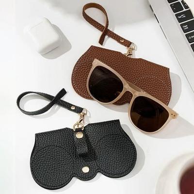 Portable Glasses Case Waterproof Faux Leather with Lanyard Sunglasses Protector Travel Office Hiking Eyewear