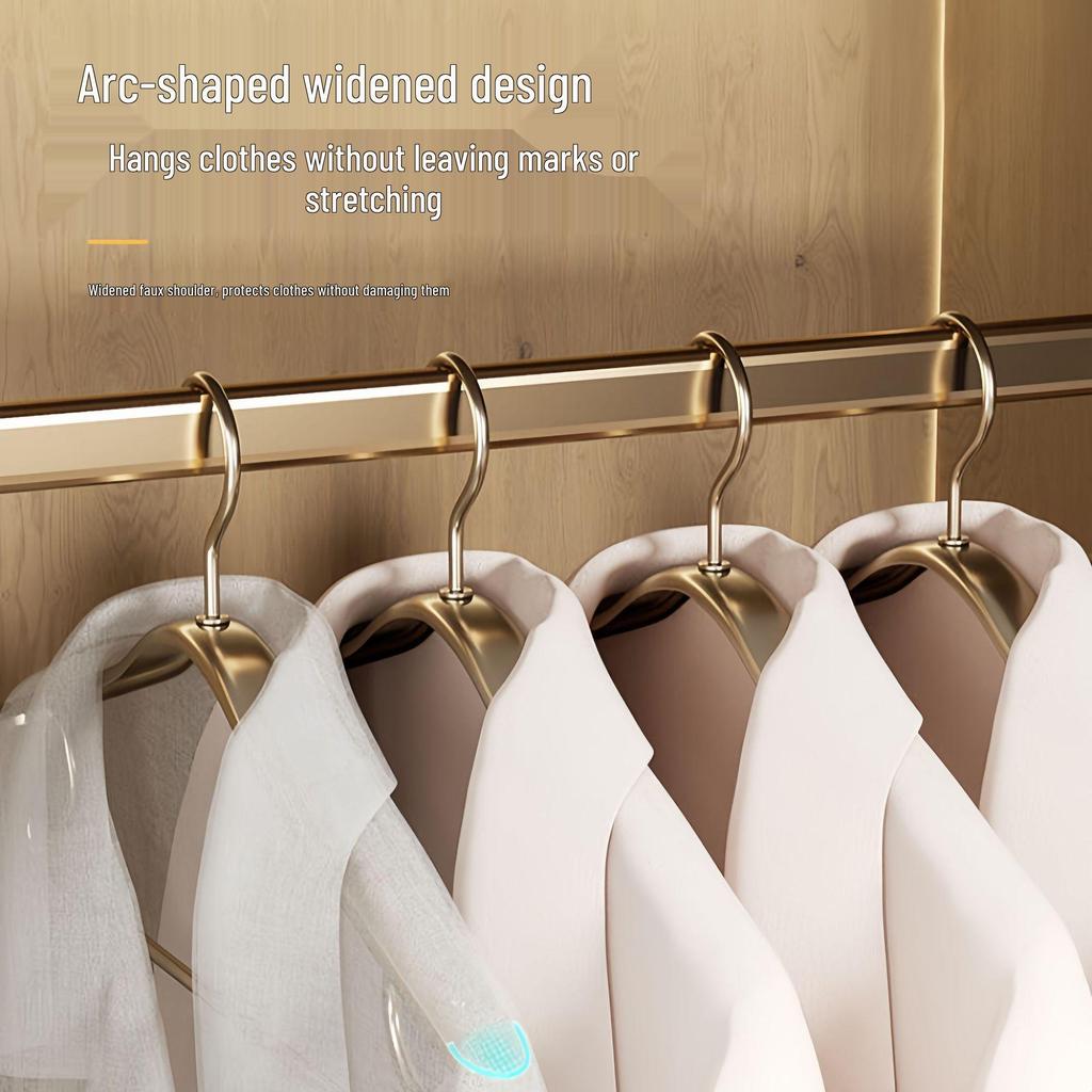Luxury Wall-Mounted Aluminum Clothes Hanger – Seamless, Wide-Shoulder Design for Strappy Dresses and Heavy Garments
