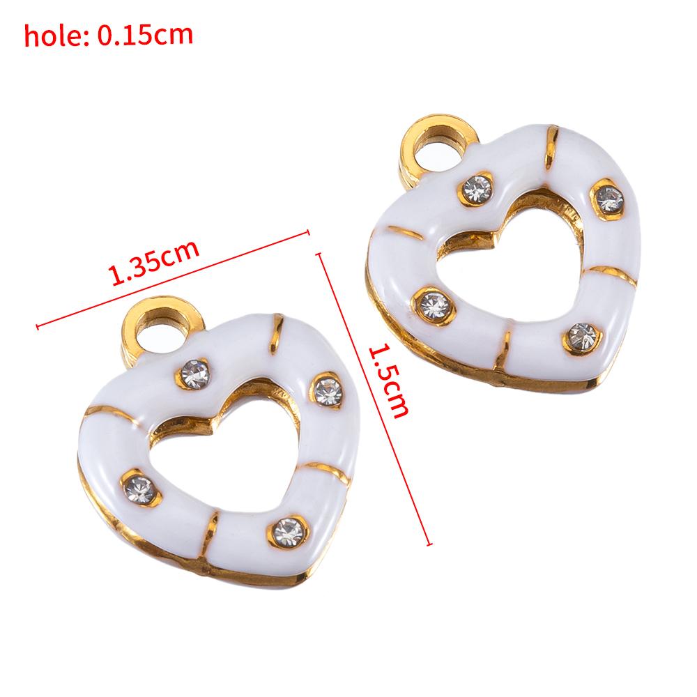 

5pcs 2pcs Color Enamel Heart Moon Charm Stainless Steel Crystal Beads Earrings Pendant DIY Jewelry Making Necklace Accessories 2pcs