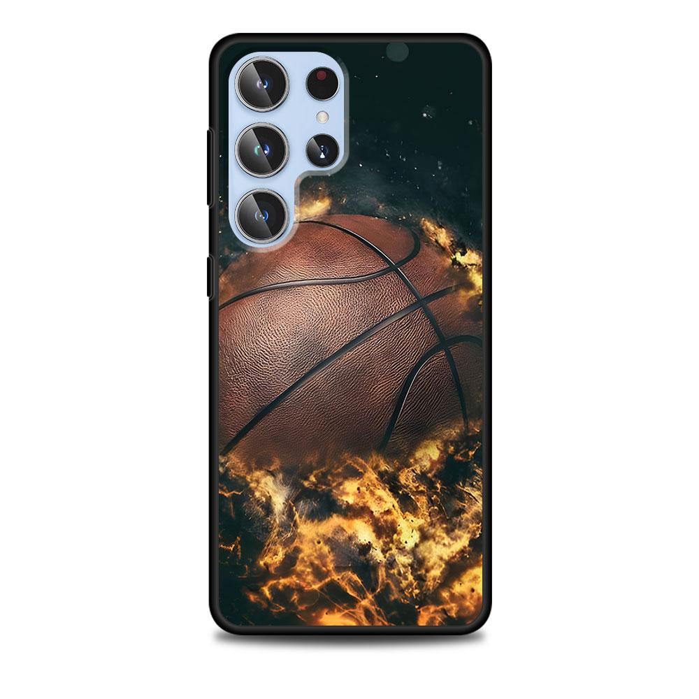 Basketball Korb Sport Hülle für Samsung Galaxy S23 S21 S20 FE S24 S22 Ultra S10 S10e S9 Plus Weiche Schwarze TPU Handyhülle Bumper