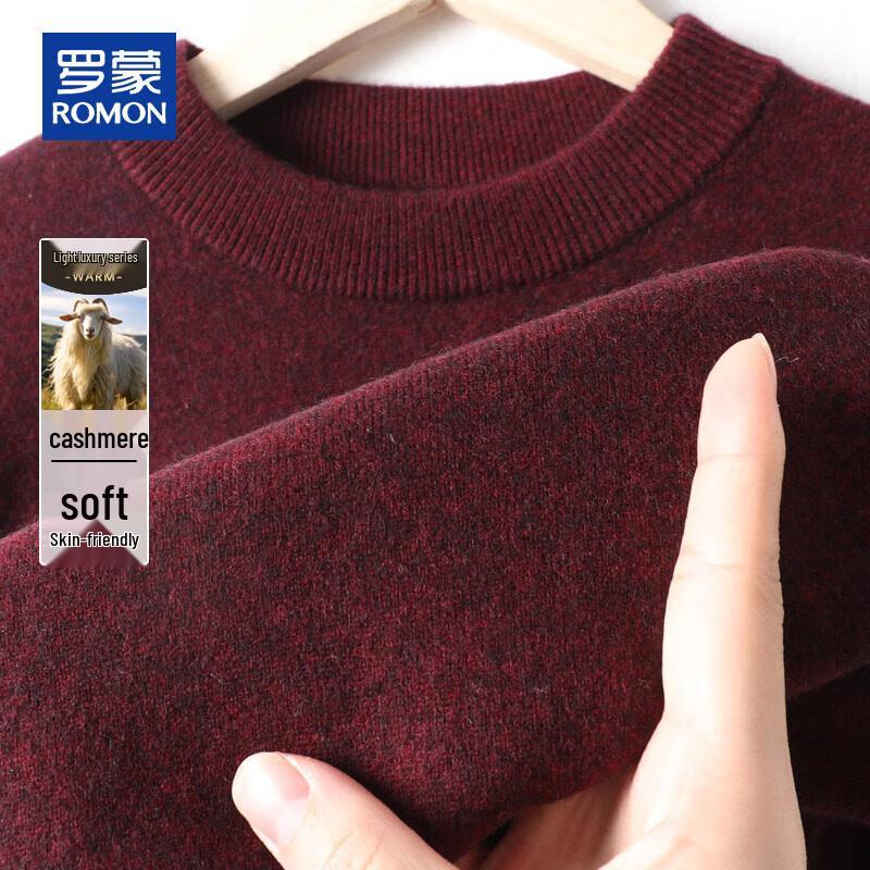 ROMON Men's Round Neck Cashmere Blend Pullover Sweater