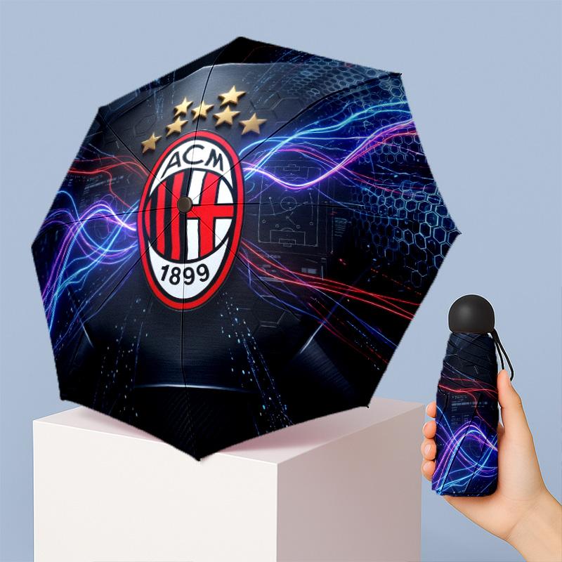 AC Milan Pattern Printed Mini 5 Folds 8 Ribs Compact Umbrella Windproof Waterproof Lightweight Portable Folding