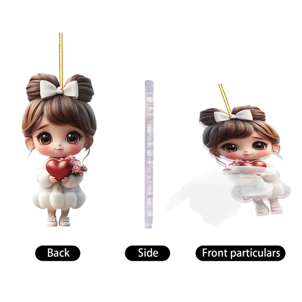 Valentine's Day Sweet Couple Wedding Acrylic Keychain Car Rearview Mirror Accessories Backpack Small Pendant.