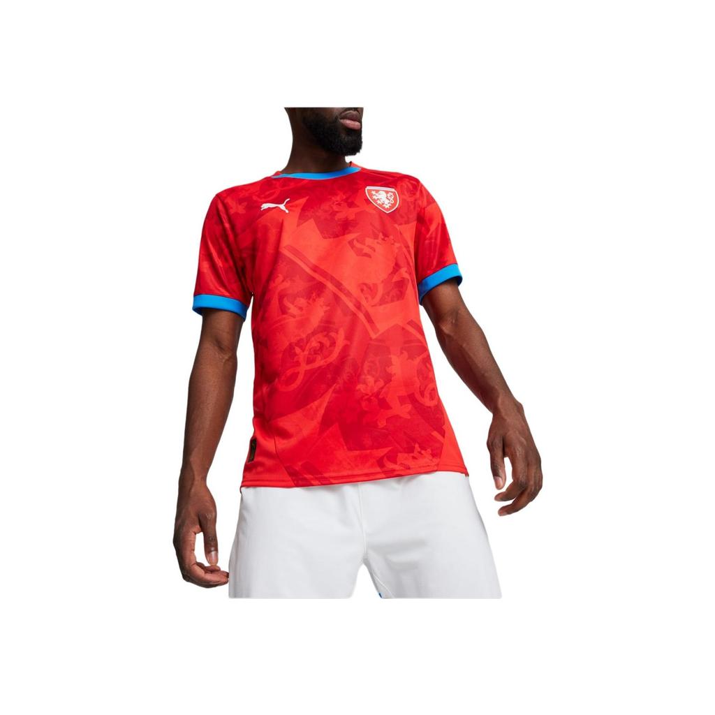 Puma Czech Republic National Team Home Fan Version Embroidered Logo Crew Neck Short Sleeve Football Shirt Men Tops Strong-Red 774122-01
