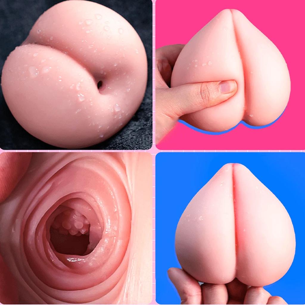 Brzoskwiniowy męski masturbator Analny kanał teksturowany przenośny silikonowy kubek do masturbacji cipki penis trener żołędzi zabawki erotyczne dla dorosłych