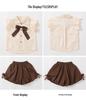 Summer 2025 Girls' Bow Blouse & Shorts Set - Fashionable Baby Girl Casual Outfit