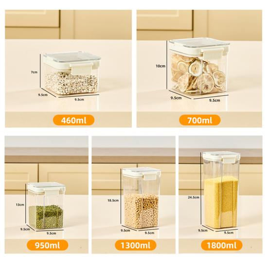 Vzduchotěsná nádoba na potraviny s víkem Plastová Stohovatelná Průhledná Organizér do spíže na Cereálie Svačinu Mouku Cukr Kávu Špagety