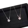 Cherry Blossom Pink Four-leaf Clover Necklace for Women Elegant and Sophisticated Collarbone Chain