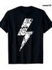 New Mens Skull And Lightning Bolt Graphic Tshirt Breathable Loose Fit Crew Neck Tee