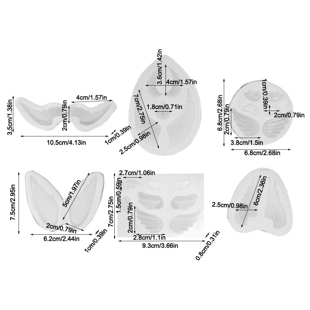 6pcs Soft Silicone Mold Transparent Resin Mold Resin Casting Molds Angel Wing Mold  Resin Casting
