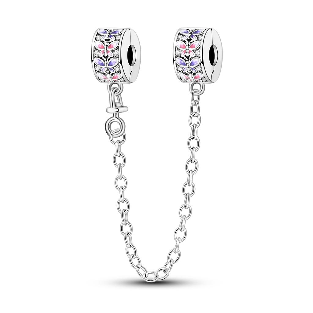 Pulsera DIY de plata 925 con cierre de seguridad, dije de luna, estrella y hoja, joyería para mujeres y niñas.