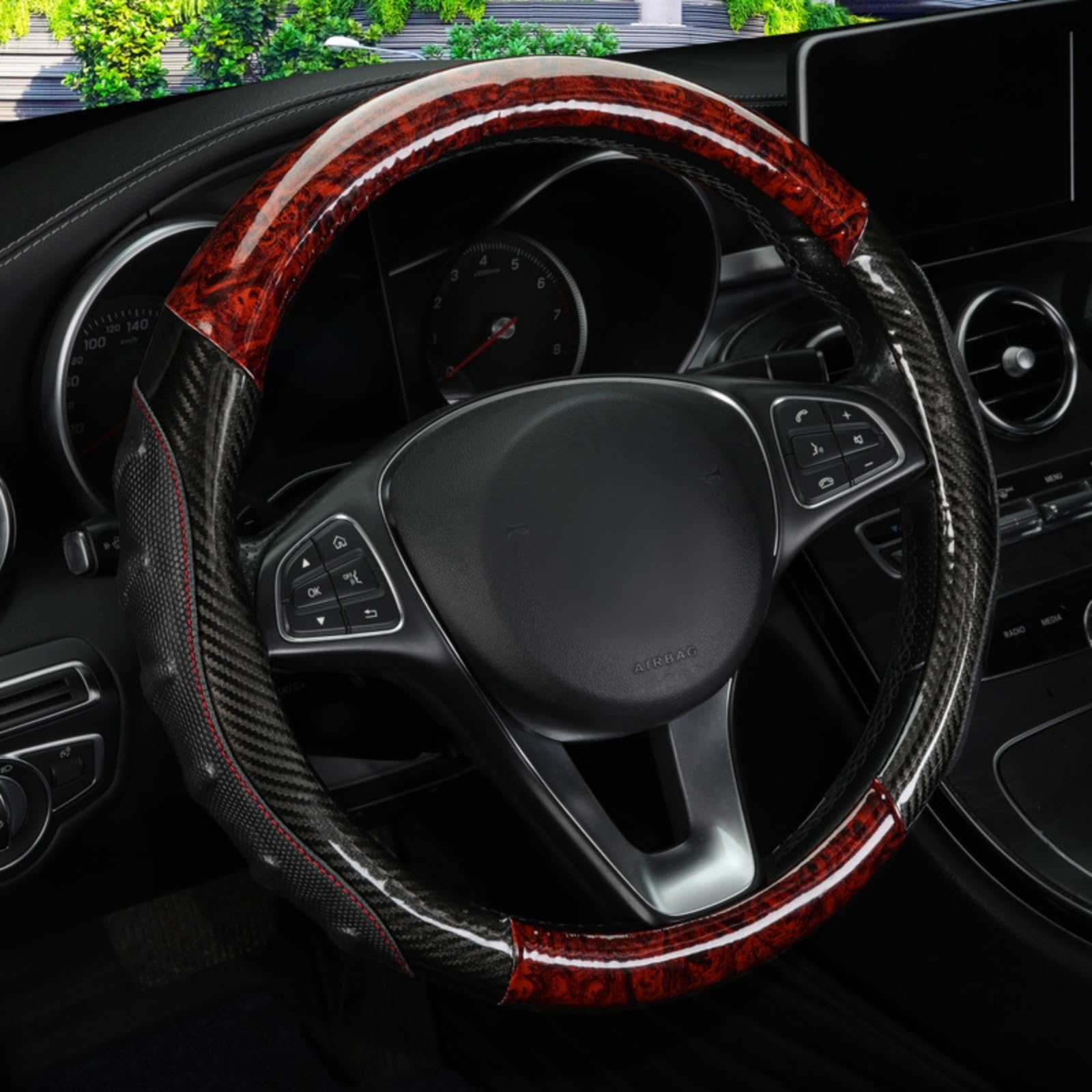 

Чехол на руль TATACLEA с текстурой дерева, персиковое дерево, сращивание, углеродное волокно, подходит для всех, 38 см, кожа, нескользящая, износостойкая,