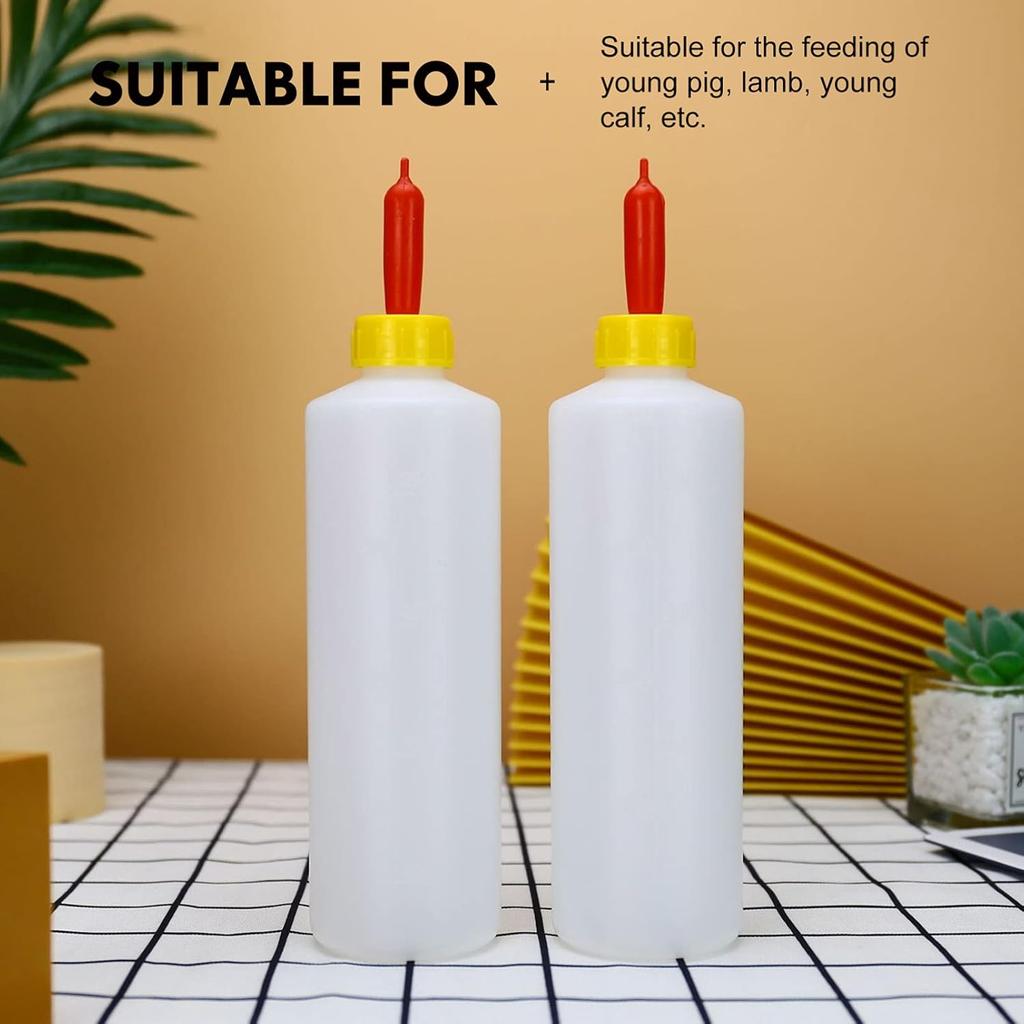 Goat Nipple and Bottles Set, 5 Sets Small Animal Milk Drink Pritchard Nipple for Goats 400 Ml Lamb Nursing Bottles Feeding Bottle Kit for Feeding