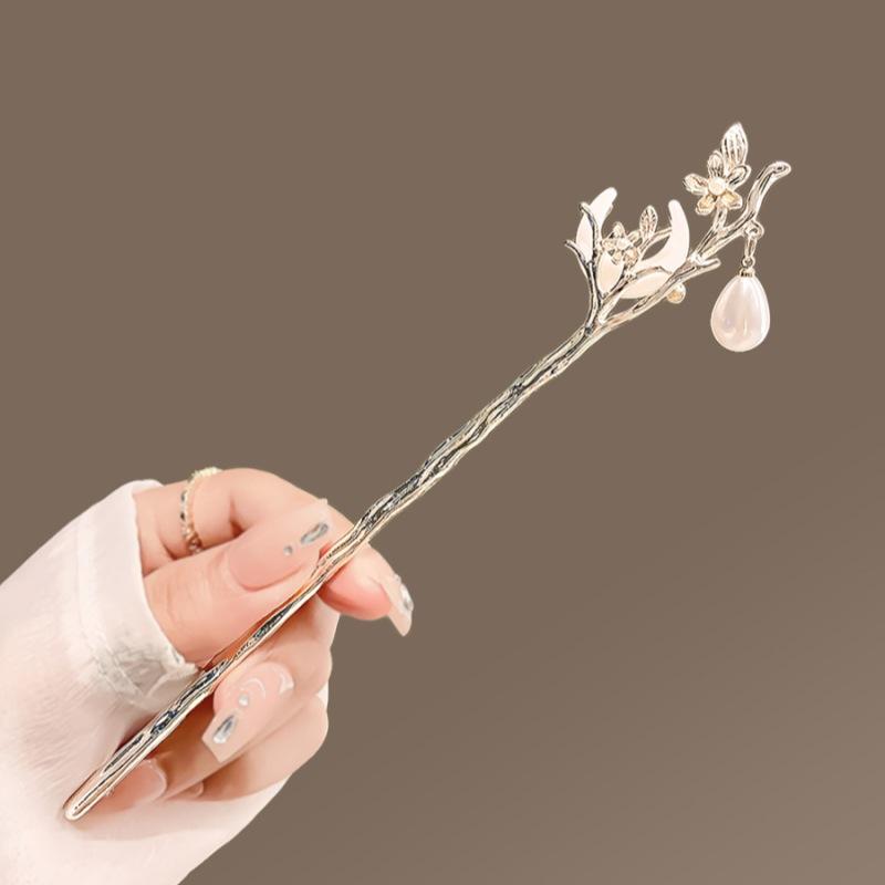 Mondförmiger Haarstab Metallzweig Haarnadel Haargabel Klassische chinesische Hanfu Haarschmuck für Mädchen Party Haarschmuck