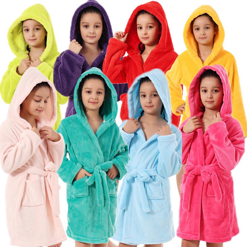 Gemütlicher Baumwoll-Samt-Bademantel für Kinder - Warme TV-Decke Pyjama