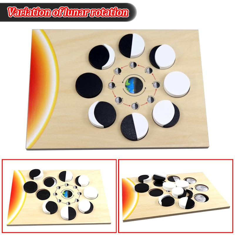 Wooden Planet Puzzles Parish Learning Montessori Toys Kids Moon Phase Change Cognitive World Map Matching Game for 3-6 Years Old