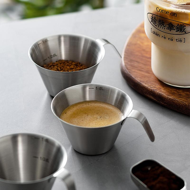 100ml Espressotasse Edelstahl Kaffeetasse Mini Milchkännchen Milchkännchen Tragbare Reisekaffeetasse Espresso Messbecher Mit Skala