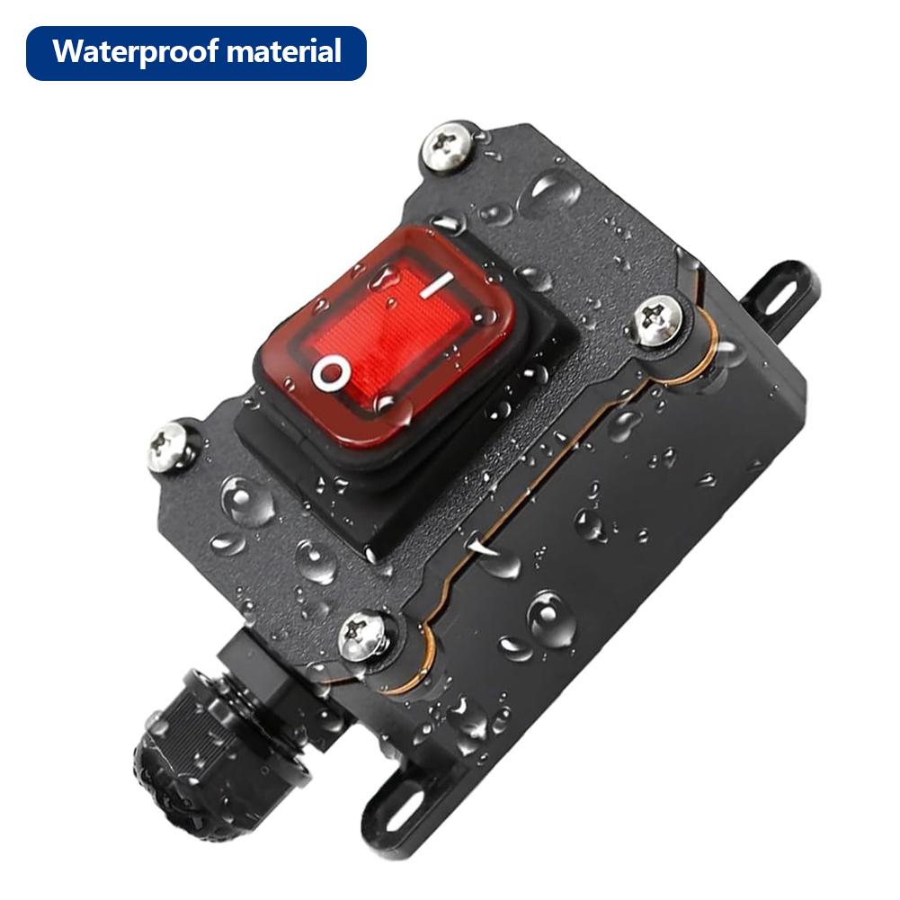 Outdoor Box Inline Cord Rocker Switch Power 12V-24V 110V-220V Marine Rocker Inline Toggle Switch with LED 20A Inline IP67 Sealed