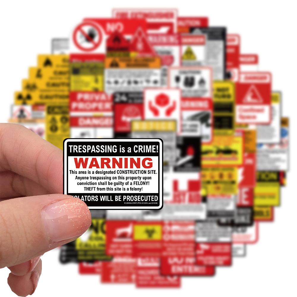 10/30/75pcs Cartoon Funny Warning Sign Stickers Danger Banning Decals DIY Helmet Phone Fridge Laptop Cool Graffiti Sticker Pack