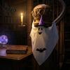 Indoor Outdoor Ghost Decor Halloween Hanging Decoration, Cute Flying White with Witch Hat Non-scary Decoration And Bat Pattern for Yard Patio