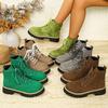 Bottes Martin pour Femme Grande Taille à Lacets Semelle Épaisse Antidérapantes Talon Bloc Nouvelle Mode Automne Européenne Américaine Bottines Cheville