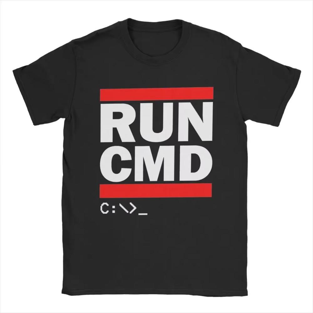 Run Cmd T-Shirts for Men Fun Cotton Tees Crew Neck Short Sleeve T Shirt Original Tops