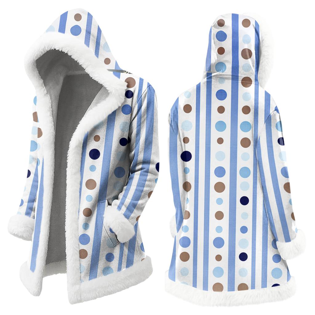 Unisex Casual And Fashionable Plush Collar Hooded Long Sleeved Floral Gradient Printing Jacket