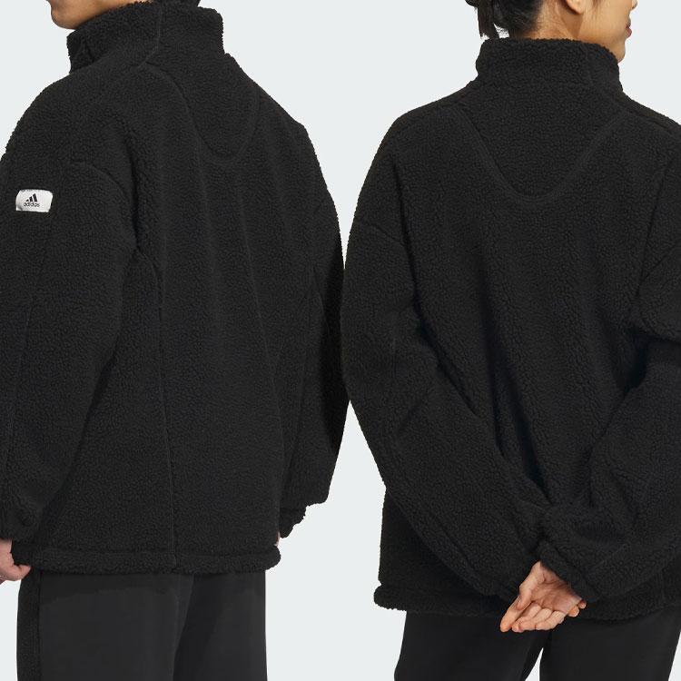 Adidas Sportswear Lounge Jacket With Solid Emblem Logo Unisex Jacket Black IQ1366