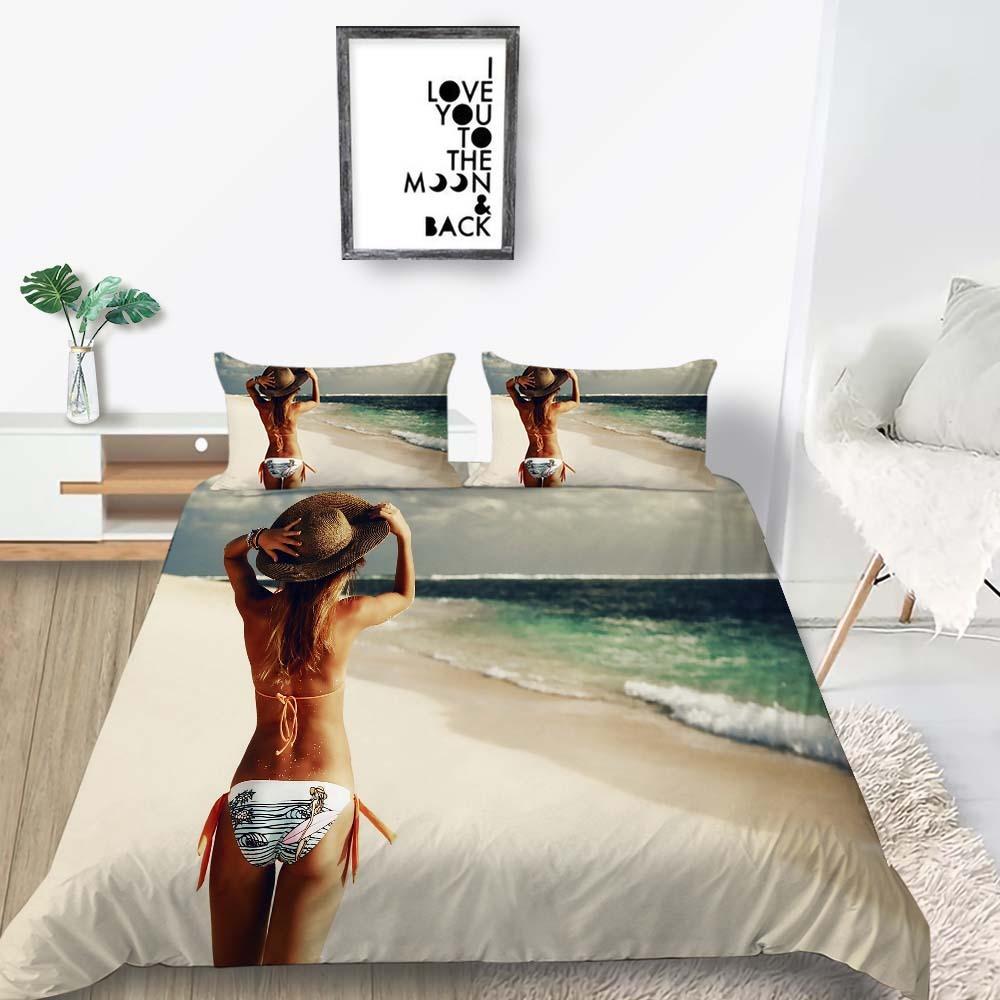 Bikini Duvet Cover 3D Printed Bedding Set, Down Duvet Cover Pillowcase, Ultra-fine Fiber Bed Cover, Men's and Women's Single Double Bed