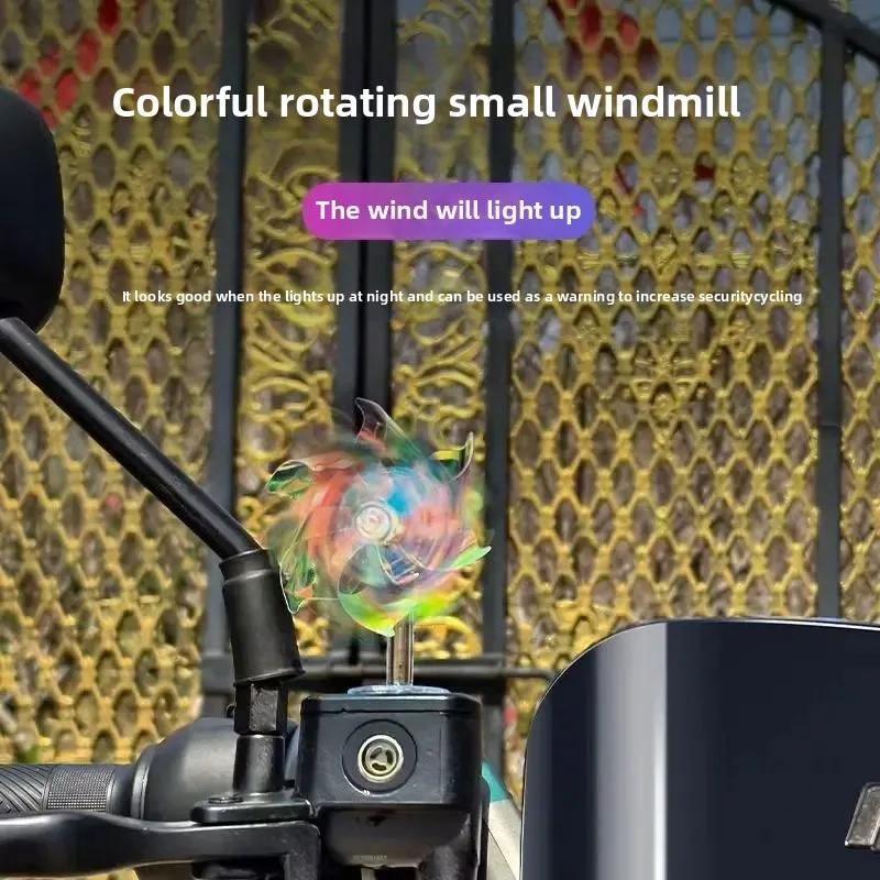 Car, motorcycle, wind energy, colorful lights, small windmill ornaments, wind power generation, LED lights, car roof decoration