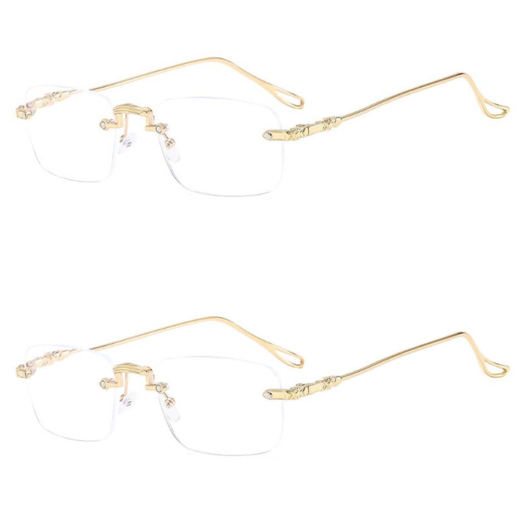 2pcs Fashionable and elegant frameless metal glasses - lightweight and durable metal material for daily business use