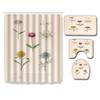 Fashion Textured Bathroom Shower Curtain Floor Mat Toilet Cover Foot Mat Four-Piece Set