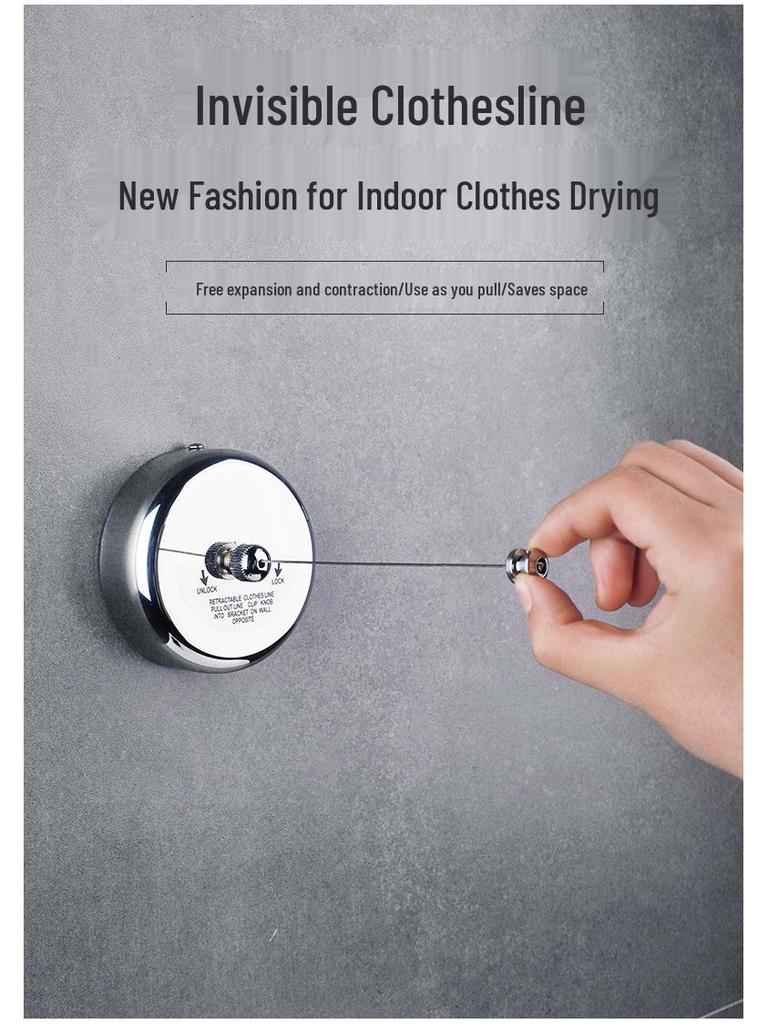 Invisible Stainless Steel Retractable Indoor Clothesline for Bathroom or Balcony