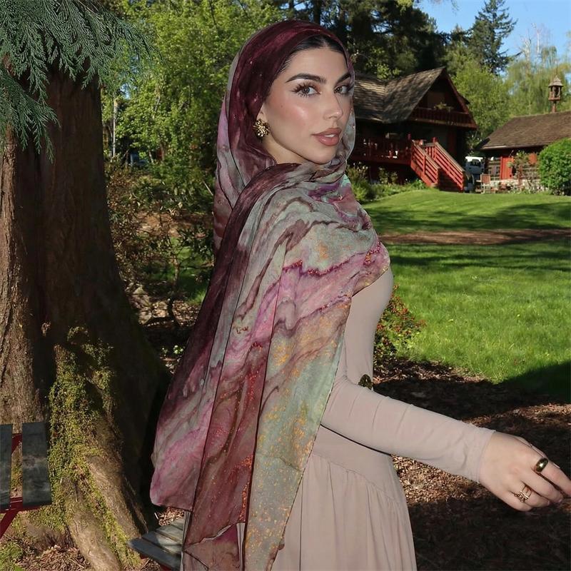 2026 Design Printed Hijabs Premium Watercolor Women Headscarf Soft Scarf Shawl Suitable For Daily Abaya Accessories Women Veil