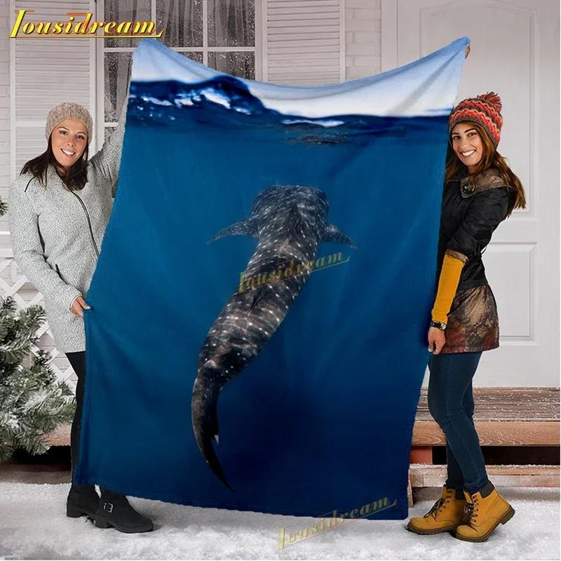 Whale Shark Blanket Soft Warm Throw Fleece Blanket Shark Sheet Bedspread Sofa Throw Light Thin Mechanical Wash Flannel Blankets