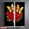 2D flat printing 2pcs Curtain Window Drapes Valentine's Roses and Butterflies Digital Printed Polyester Drapes Family Party