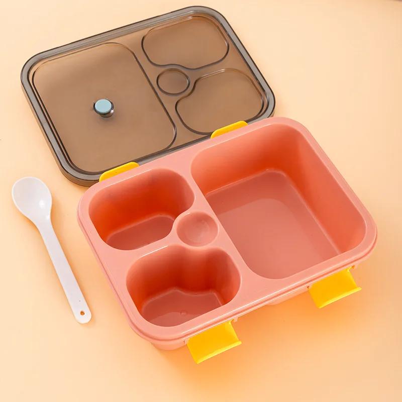 

Коробка для еды в японском стиле из пищевого пластика для микроволновой печи, отделение для взрослых, ланч-бокс с посудой, переносные контейнеры для еды