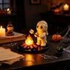 Cute Resin Spooky Decor Halloween Campfire Tealight Holder, Matte Ghost Mummy Scarecrow Figurine, Stable Niche Handmade Art Round Base Table