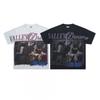 T-shirt da uomo oversize in cotone con strass e stampa cartoon, T-shirt casual a maniche corte