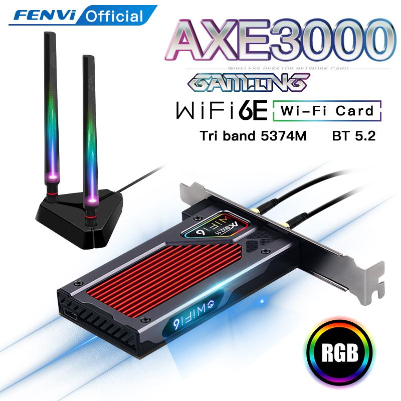 

Fenvi FV-AXE3000 Wi-Fi 6E AX210 Bluetooth 5.2 Беспроводная связь 5374 Мбит/с 2,4G/5 ГГц/6G WiFi 802.11AX/AC Адаптер сетевой карты PCIExpress ПК