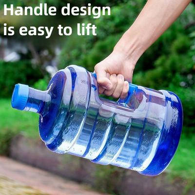 10L Tjock PET Livsmedelskvalitet Transparent Hemmabruk Vattendispenser Hink Bekväm Handhållen Blå Gallon Vattenflaska med Skruvlock