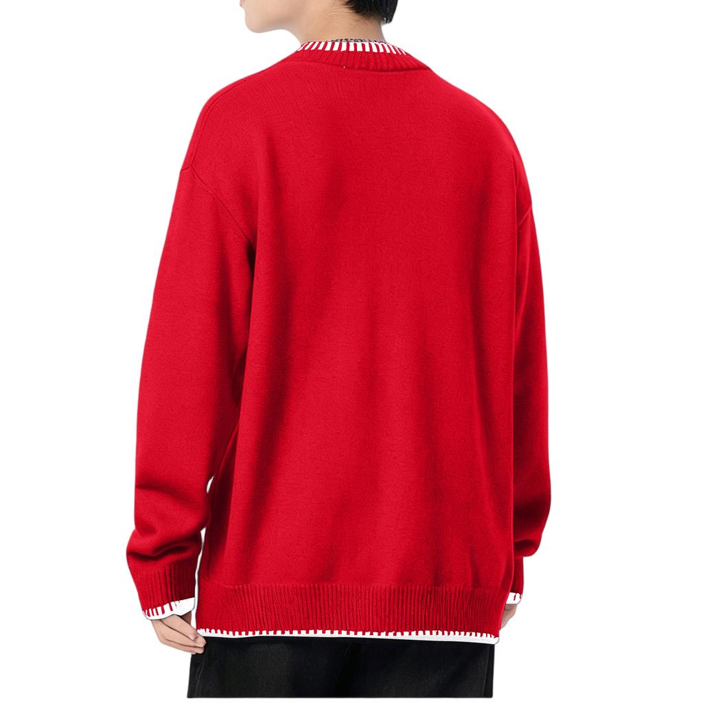 Men's Fashion Knitting Pullover Long Sleeves Loose Round Neck Sweater