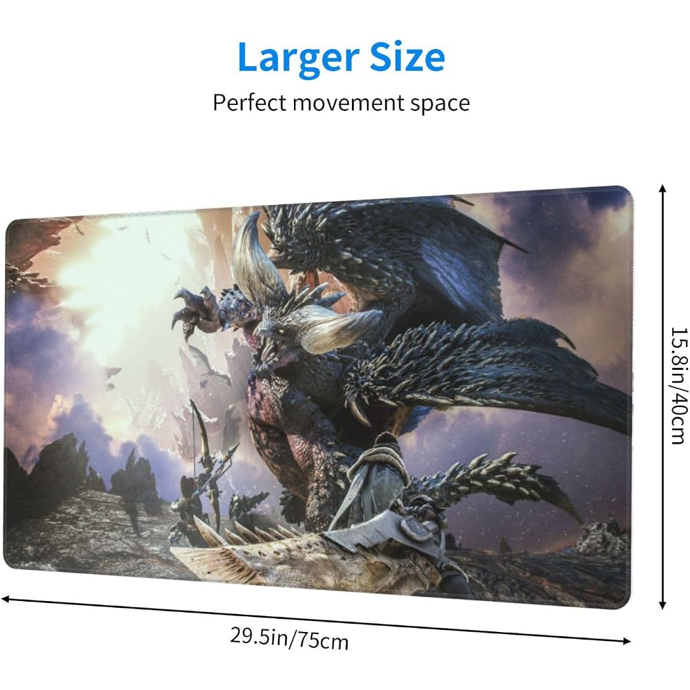 Monster Hunter Large Mouse Pad, Anime Desk Mat, Gaming Mouse Pad, Non-slip, Waterproof, Office De...