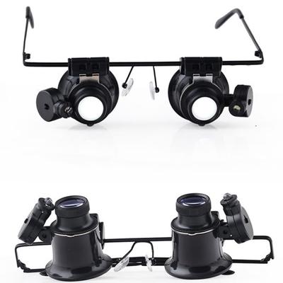 Loupe de style lunettes 20X avec lentille optique de lumière LED pour regarder la lecture de détection de réparation