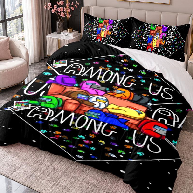 Among Us 3Pcs Bedding Set Duvet Cover With Two Pillowcases For Bedroom Home Decoration