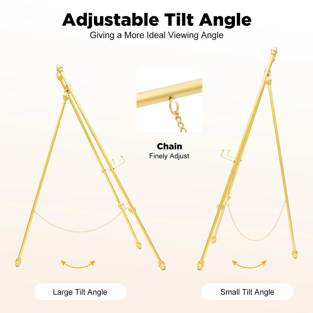 2 Golden Wedding Reception Photo Frame Display Stands A-shaped Framework Metal Floor Easel Stand Portable Large Wedding Easel
